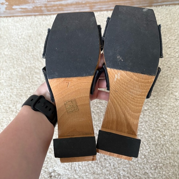 VINTAGE Fendi Denim Flower Mules Y2K Coquette 90s Clog Wooden Britney Womens 7 - Picture 7 of 7